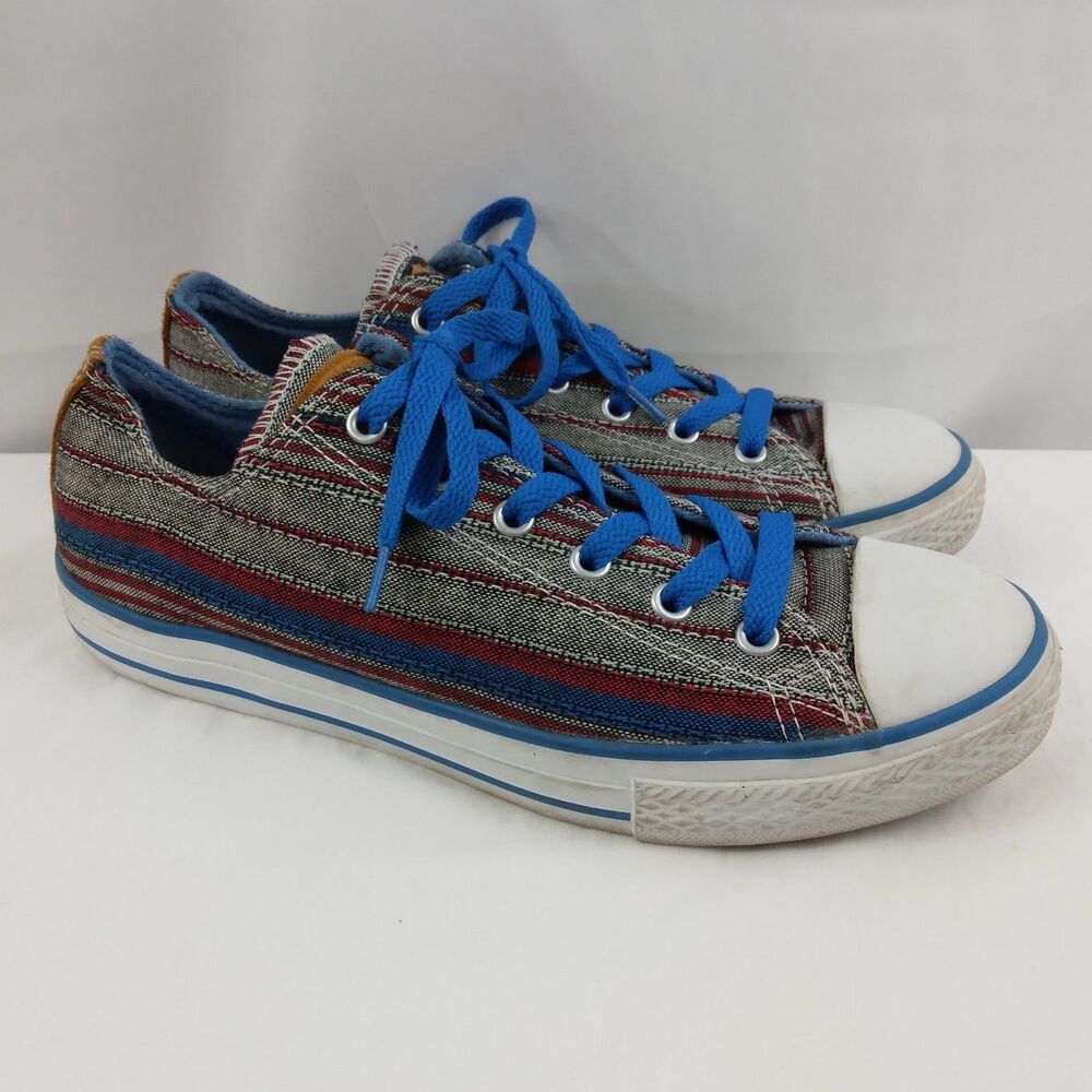 Converse Multicolor Striped Canvas Shoes Low Top Junior Mens 6 Womens 8 8.5